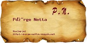 Pörge Netta névjegykártya